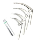 FIBER OPTIC MCCOY LARYNGOSCOPE SET WITH 4 FLEX TIP BLADES & HANDLE