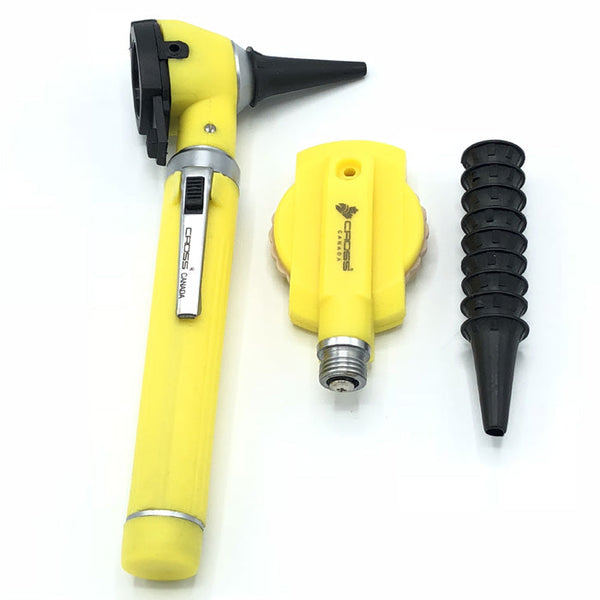 FIBER OPTIC LED POCKET OTOSCOPE & OPHTHALMOSCOPE DIAGNOSTIC SET - LEMON