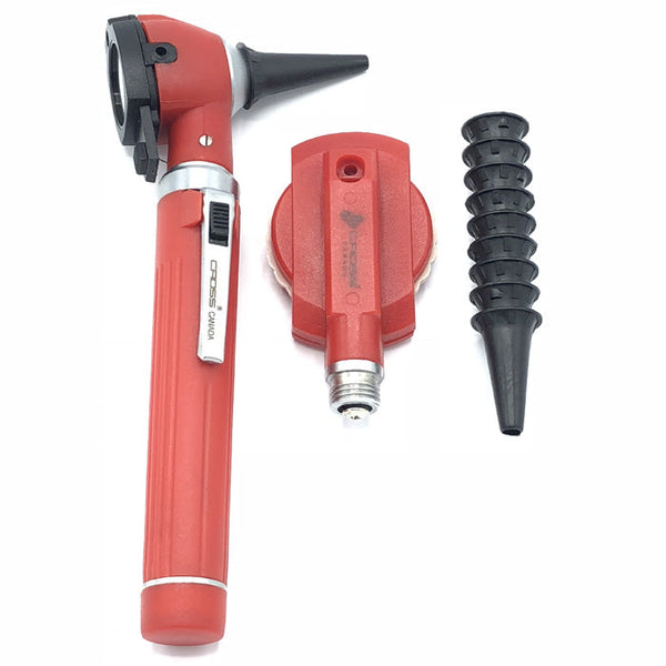 FIBER OPTIC LED POCKET OTOSCOPE & OPHTHALMOSCOPE DIAGNOSTIC SET - RED