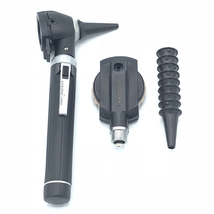 Black Pouch Fiber Optic Otoscope & Ophthalmoscope Set - LED Diagnostic Exam Kit