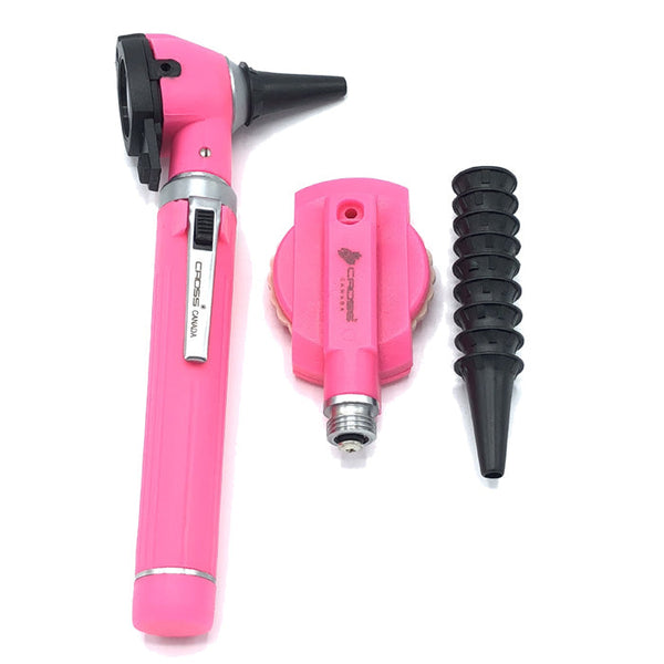 FIBER OPTIC LED POCKET OTOSCOPE & OPHTHALMOSCOPE DIAGNOSTIC SET - PINK