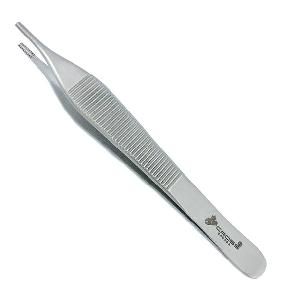 Adson-Brown Tissue Forceps, 4.75" (12cm), Straight, 9x9 Teeth Side Grasping