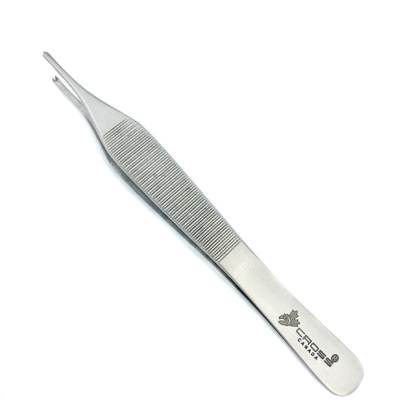 Adson Tissue Forceps, 4.75" (12cm), Straight, 1x2 Teeth, Smooth Jaws