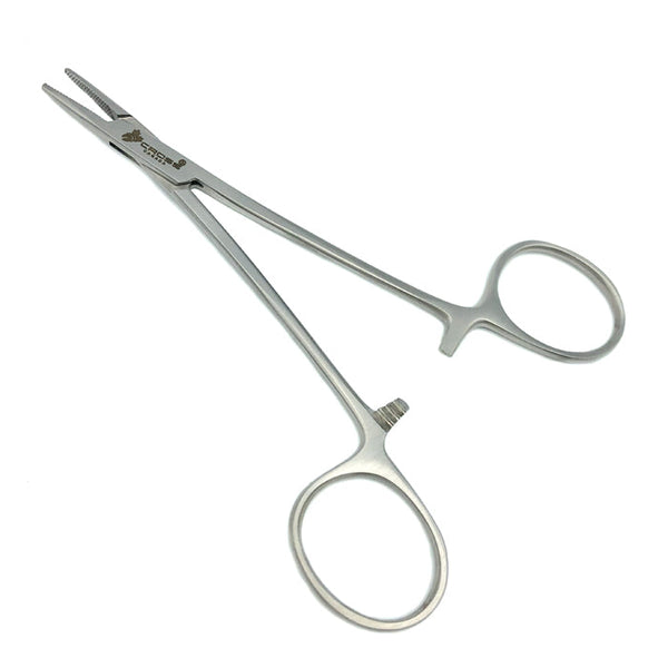 Derf Needle Holder, 5" (12.5cm), Straight, Cross-Serrated