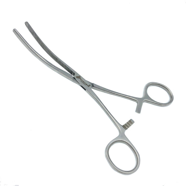 Doyen Intestinal Forceps, 7" (18cm), Curved, Diagonal Serrations