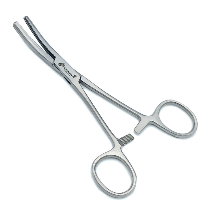 Ferguson (Fergusson) Angiotribe Forceps, 6” (15cm), Curved, Serrated with Longitudinal Groove