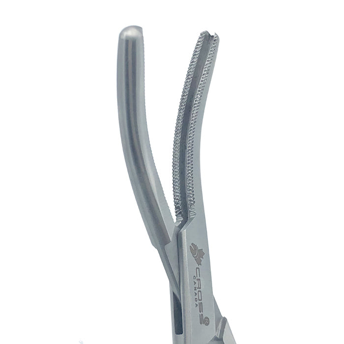 Ferguson (Fergusson) Angiotribe Forceps, 6” (15cm), Curved, Serrated with Longitudinal Groove