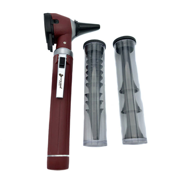 FIBER OPTIC LED POCKET OTOSCOPE DIAGNOSTIC SET - BURGUNDY