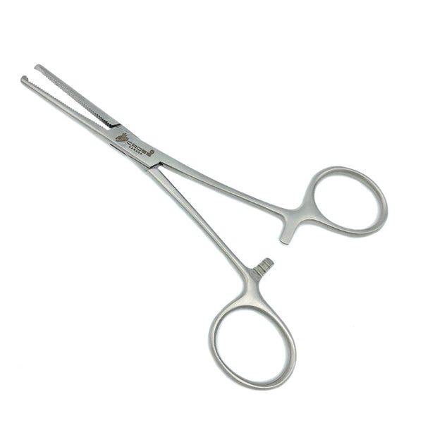 Rochester-Oschner (Kocher) Forceps, 6.25” (16cm), Straight, Serrated, 1x2 Teeth